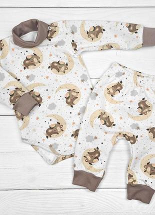 Теплый комплект с начесом для новорождённых бычок, комплект с начесом