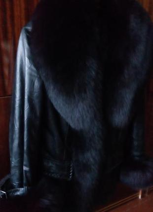 Куртка шуба меховая зимняя натуральная кожа люкс, удлиненная, м4 фото