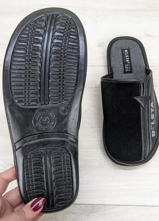 Тапочки мужские белста черные с закрытым носком вельветовые