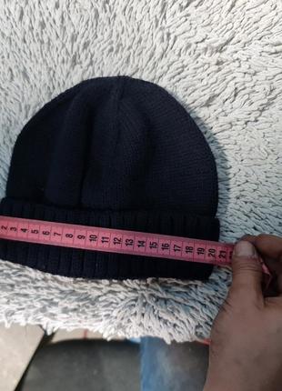 Зимняя  синяя шапка с подворотом newish шерсть 80% акрил 20% 292933 фото