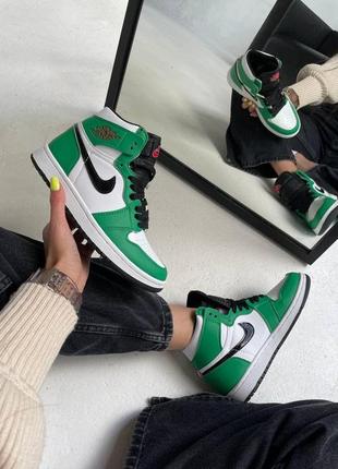 Чоловічі кросівки nike air jordan 1 retro high green white black