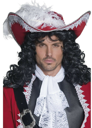 Красная шляпа с пером smiffys карнавал пират, мушкетер1 фото