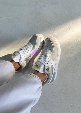 Жіночі кросівки  nike air force shadow “pure platinum”2 фото