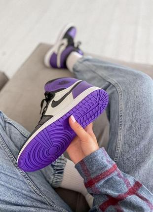 Жіночі кросівки nike air jordan 1 retro mid violet white black4 фото