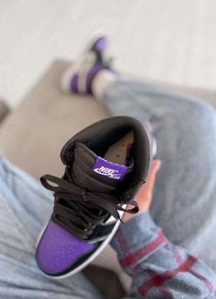 Жіночі кросівки nike air jordan 1 retro mid violet white black6 фото