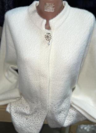 Кофта жіноча альпака білого кольору і рукавом три чверті, розмір 46-50