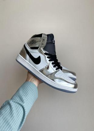 Чоловічі високі сріблясті шкіряні кросівки nike air jordan🆕 найк аир джордан3 фото