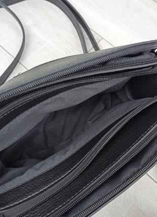 Качественная стильная женская черная сумка на 3 отделения, сумка под спорт, маленькая черная сумочка4 фото