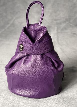 Шкіряний фіолетовий рюкзак stella, італія, кольори в асортименті1 фото