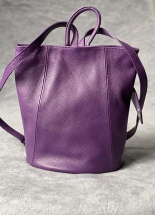 Кожаный фиолетовый рюкзак stella, италия, цвета в ассортименте4 фото