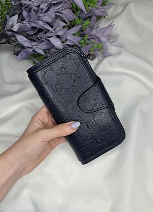 Жіночий синій гаманець у стилі бренду