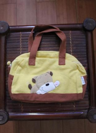 Тканевая сумка с приветствующей собачкой ( желтый + коричневый)