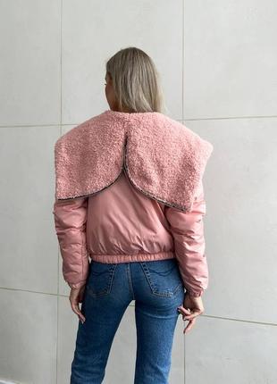 Куртка розовая деми женская укорочённая2 фото