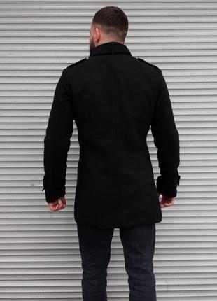 Стильне чорне пальто без капюшона6 фото