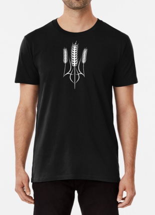 Мужская и женская патриотическая футболка с принтом герб украины колоски