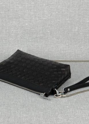 Елегантна сумка-клатч на тонкому стильному ланцюжку к61 чорна2 фото