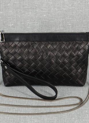 Елегантна сумка-клатч на тонкому стильному ланцюжку к61 чорна4 фото