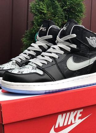 Nike air jordan 1 louis vuitton чорні з сірим\білі