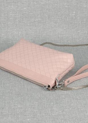 Елегантна сумка-клатч на тонкому стильному ланцюжку к61 пудра5 фото