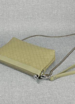 Елегантна сумка-клатч на тонкому стильному ланцюжку к61 олива4 фото