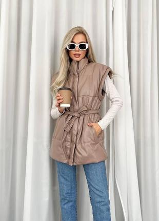 Жилетка эко кожа мокко