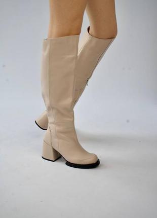 Ексклюзивні чоботи з натуральної італійської шкіри жіночі на підборах