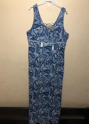 Сарафан платье макси вискоза жатка огурцы