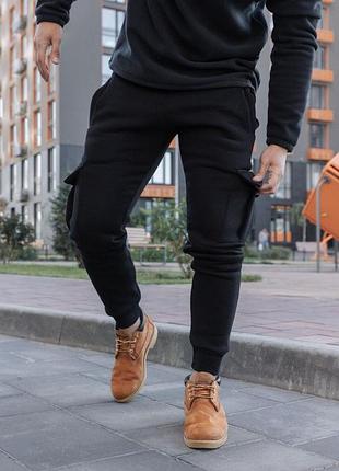 Штани cargo fleece чорні