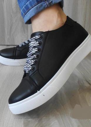 Кеды слипоны черные, синие на шнурках 36-41р