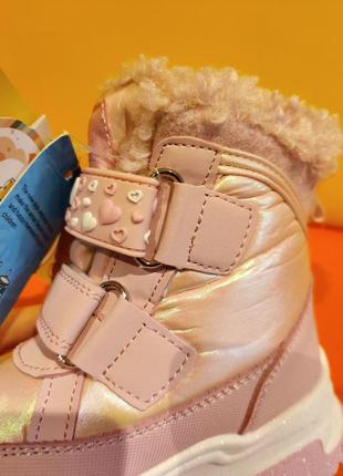 Зимові термо черевики для дівчинки 26-17 см рожеві детские зимние термо ботинки tom5 фото