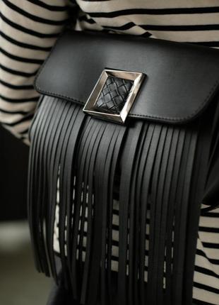 Женская сумка с бахромой  черная клатч мини сумка необычная сумка2 фото