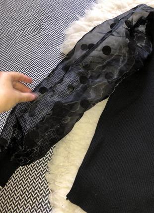 Блуза кофта широкий пышный рукав сетка фатин рубчик резинка лапша2 фото