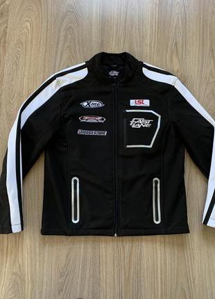 Мужская софтшел мото куртка гоночная с нашивками speed fighter fast lane moto jacket