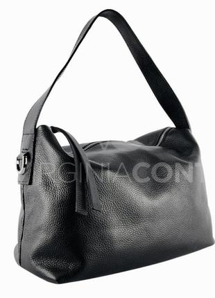 Сумка шкіряна жіноча італійська чорна сумка virginia conti мягкая кожаная сумка