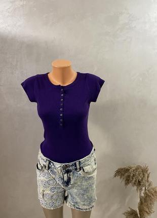 Фіолетова майка блуза в рубчик5 фото