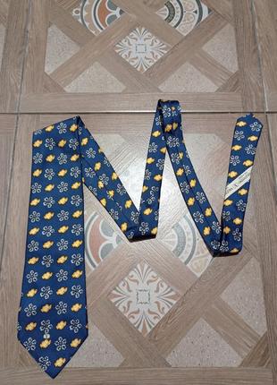Краватка шовк вінтаж vintage валентіно silk синьо-жовтий