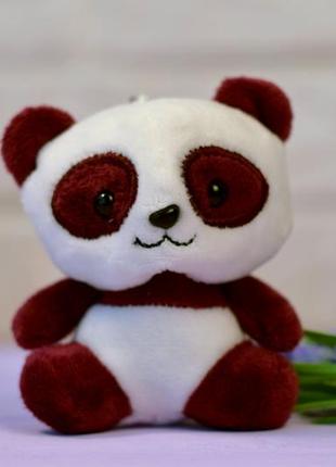 Брелок панда бордовый с кольцом2 фото
