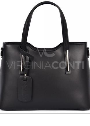 Сумка ділова шкіряна а4 сумка італійська чорна virginia conti1 фото