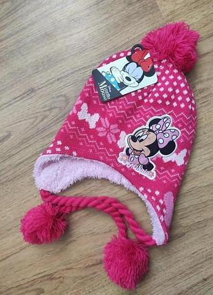 Дитяча тепла шапка міні маус disney р.52, 54