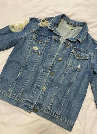 Джинсовка с дырками синяя topshop