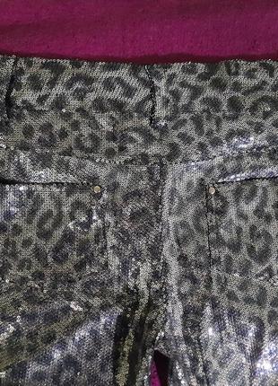 Брюки штаны в пайетках zara леопардовый принт.6 фото