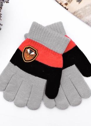 Дитячі рукавички "eyes" сірі з червоним