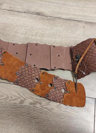 Пояс ремень на талию / бедра коричневый широкий кожаный 105 р