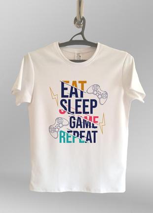 Чоловіча футболка з принтом eat sleep game repeat футболка для геймера