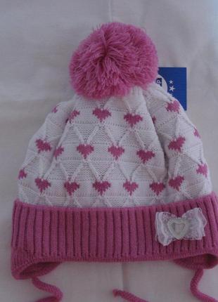 Шапочка с сердечками ромбик размер 44-50