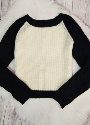 Стильний в'язаний светр, чорно білий светр
