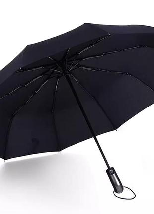 Зонт автоматический черный, зонт с серой вставкой на ручке. диаметр 108 см, мужской зонт,женский зонт, унисекс4 фото