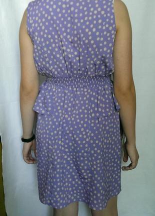 Фиолетовое летнее платье сарафан с баской в горошек без рукавов dorothy perkins3 фото