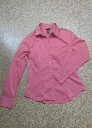 Яркая стрейчевая фирменная блуза рубашка h&m р.10 (индонезия)