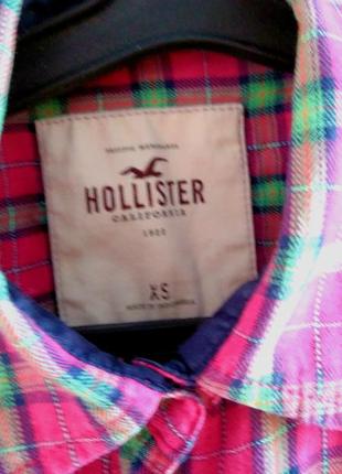 Супер комфортная хлопковая тонкая фланелевая рубашка в клетку hollister3 фото